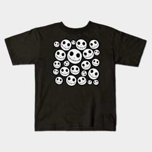 skull halloween pattern, fun, white and black, original, unisex Kids T-Shirt